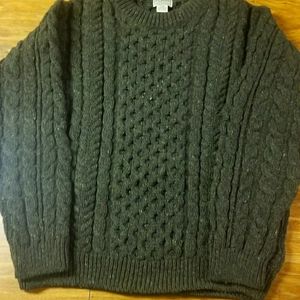 L L Bean Wool Heavy Cable Knit Sweater